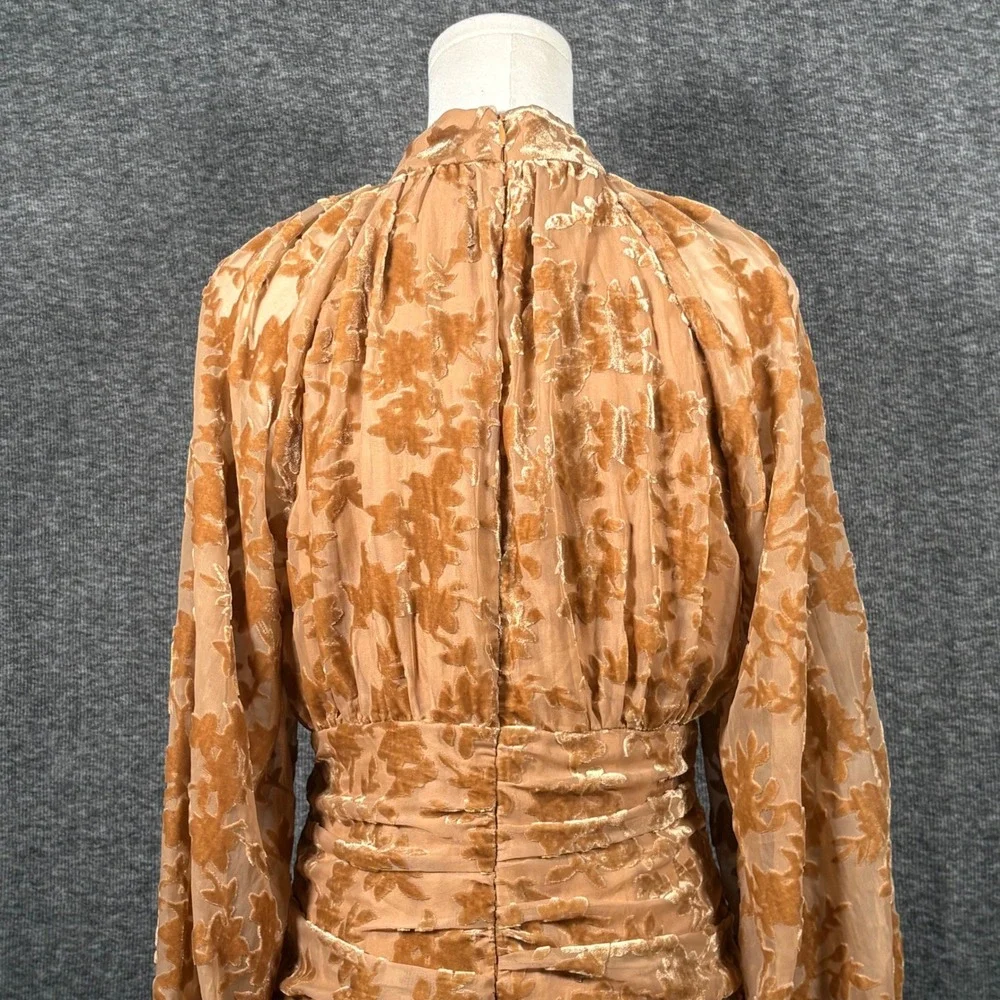 Parker Womens Textured Cutout Front Mini Dress Brown Sugar Floral Burnout Size 6 - Picture 8 of 13